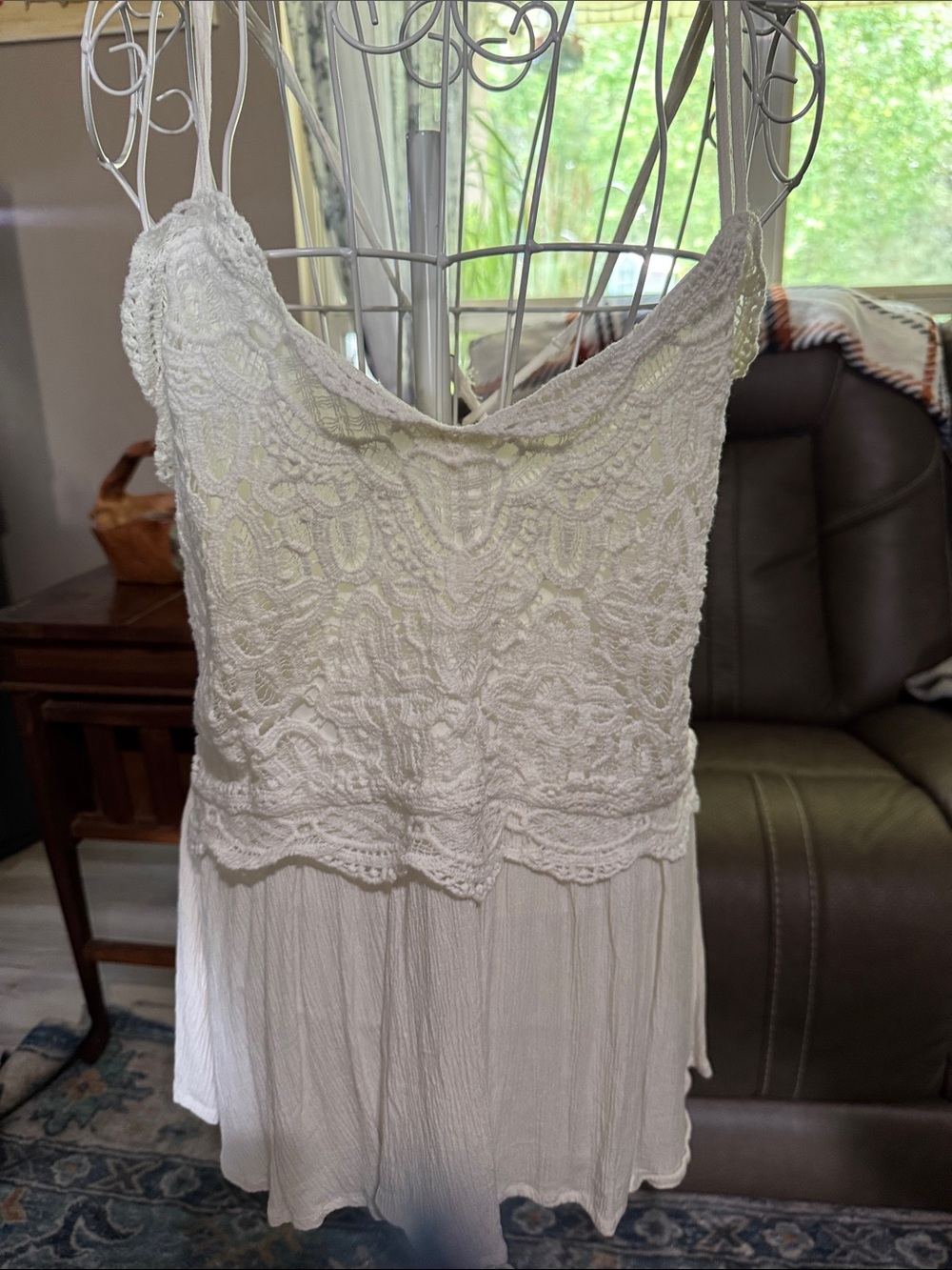 Maurices White Crochet Lace Spaghetti Strap Tunic
